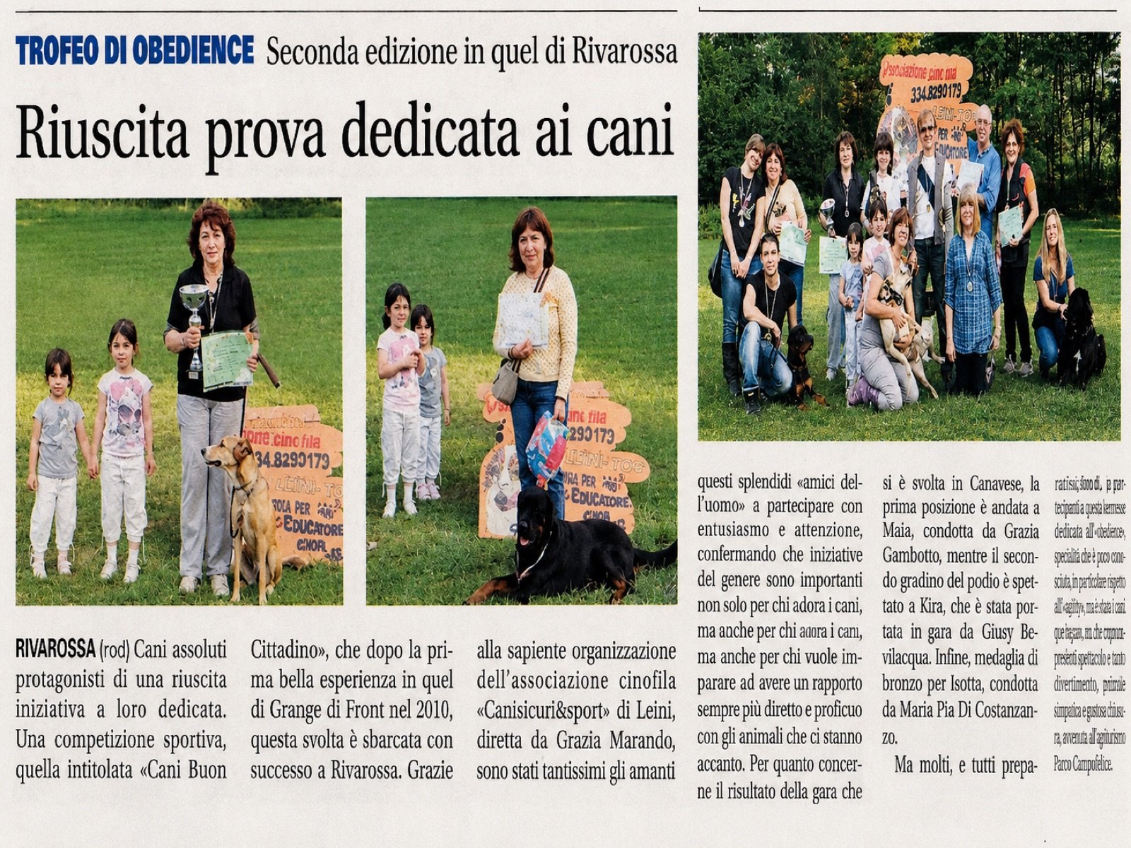 Articolo: trofeo di obedience