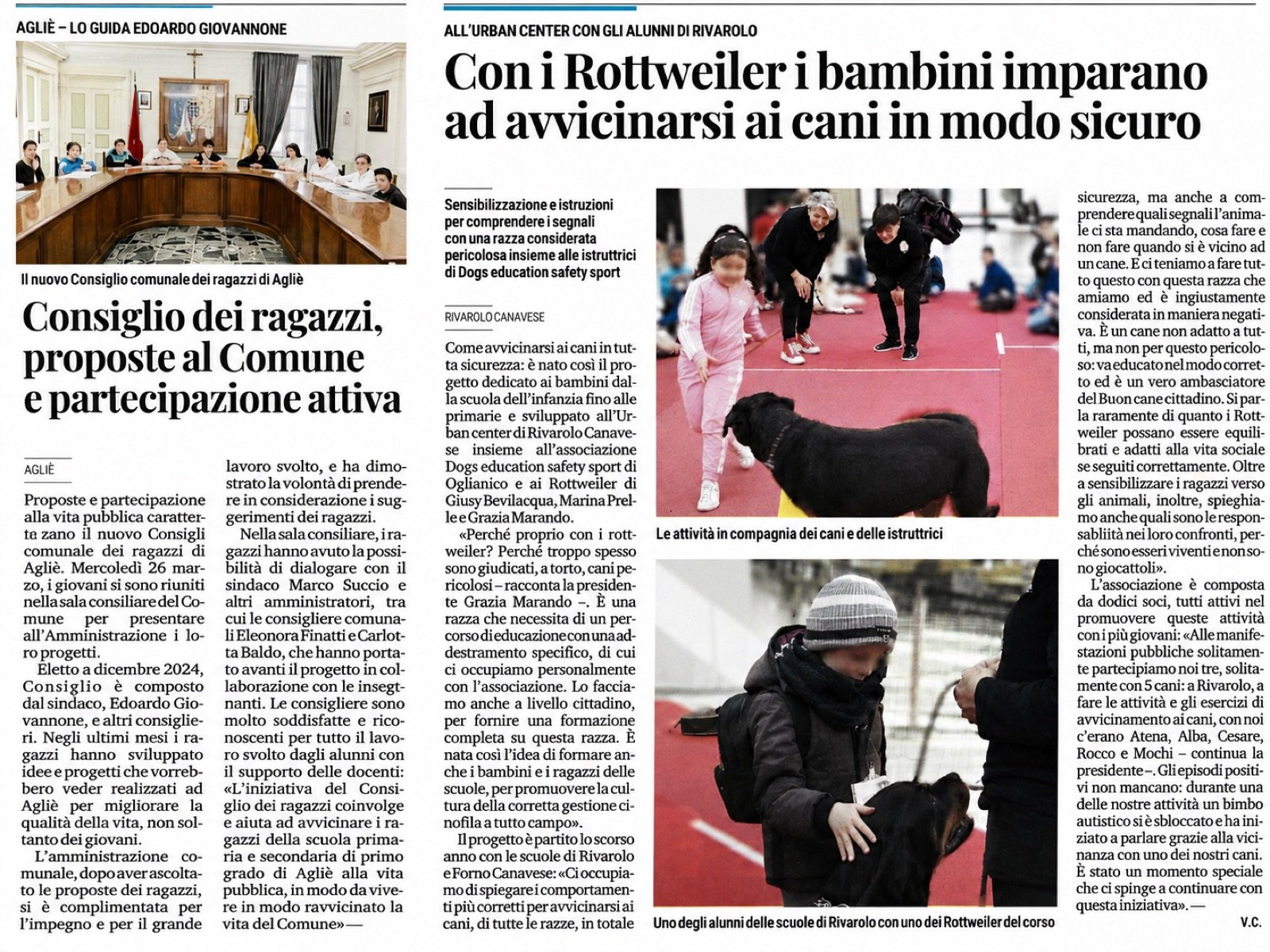 Articolo: con i Rottweiler i bambini imparano ad avvicinarsi ai cani in modo sicuro